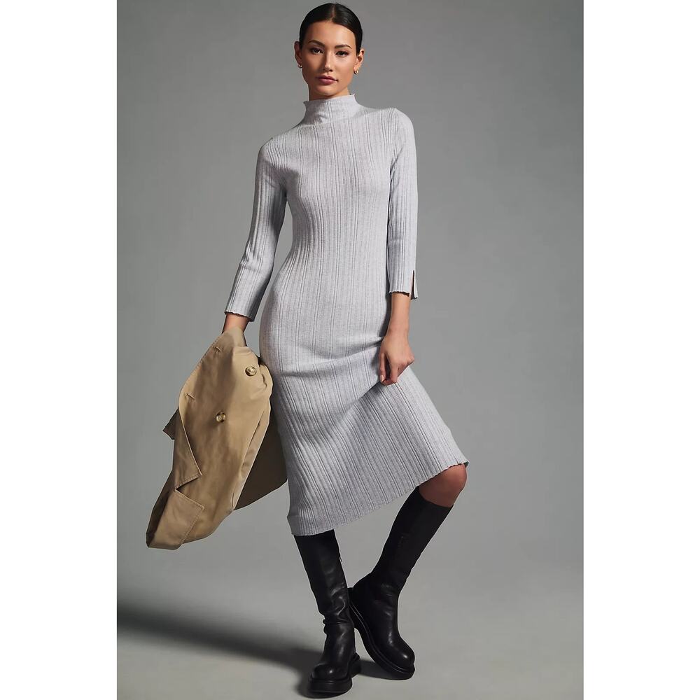 Daily Practice by Anthropologie Gray Textured Column Midi Sweater Dress Size 2X